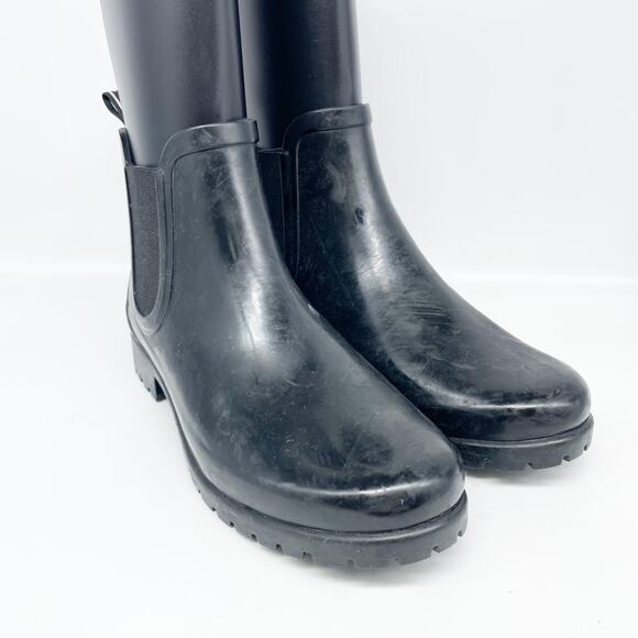Michael Kors Women's Tillie Waterproof Rubber Rain Ankle Boots Gloss Black 10 M - Picture 1 of 13